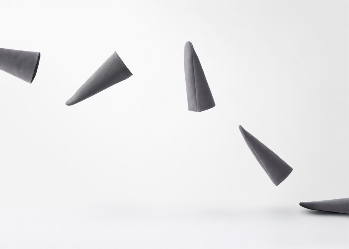 New stackable cone slippers from Japanese brand Nendo, triangle room slippers