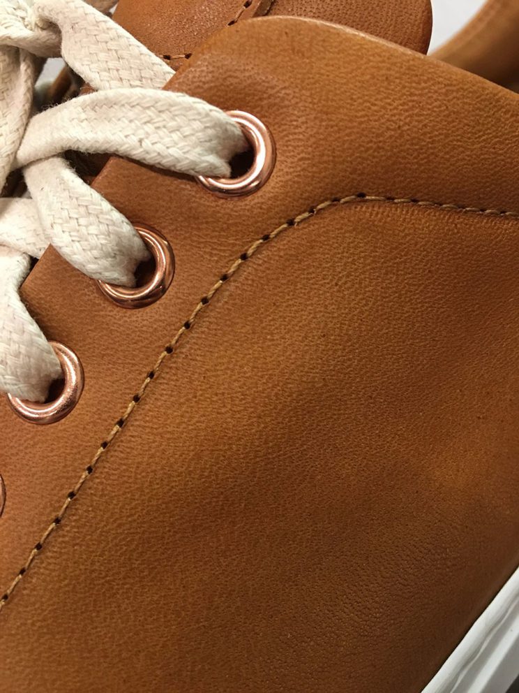Closer look at the soft leather the Good Man Brand Sneakers are made from