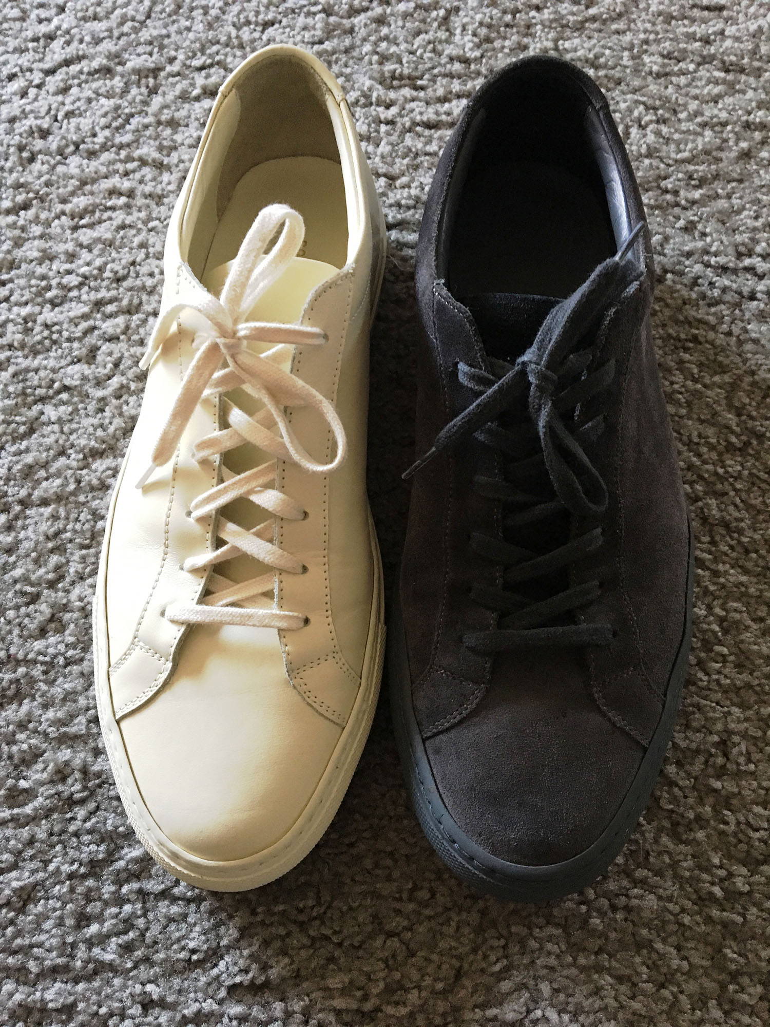 Comparing Common Projects Achilles Low Suede to Leather