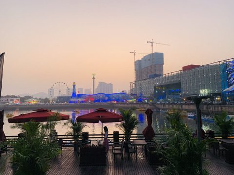 Dalian, China seaside view and carnival, Bohai Sea