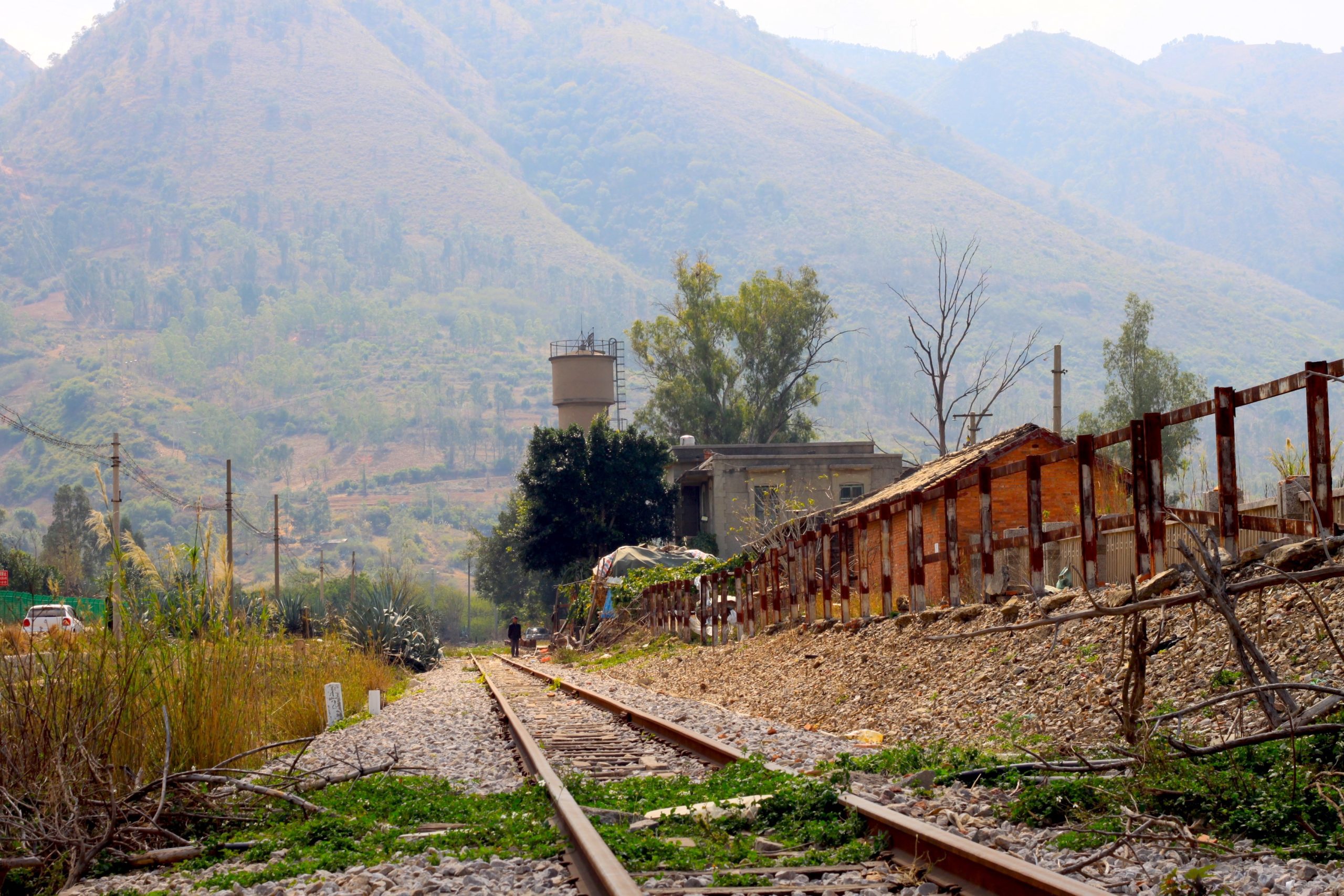 Walking up to Xiaolongtan Village where a few of the original French colonial buildings remain