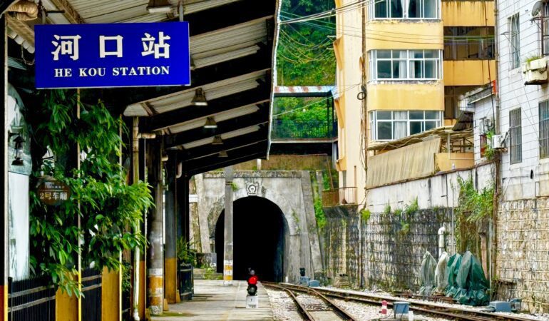 Hekou Train Station, part of the Yunnan-Vietnam Railway that runs from Haiphong to Kunming