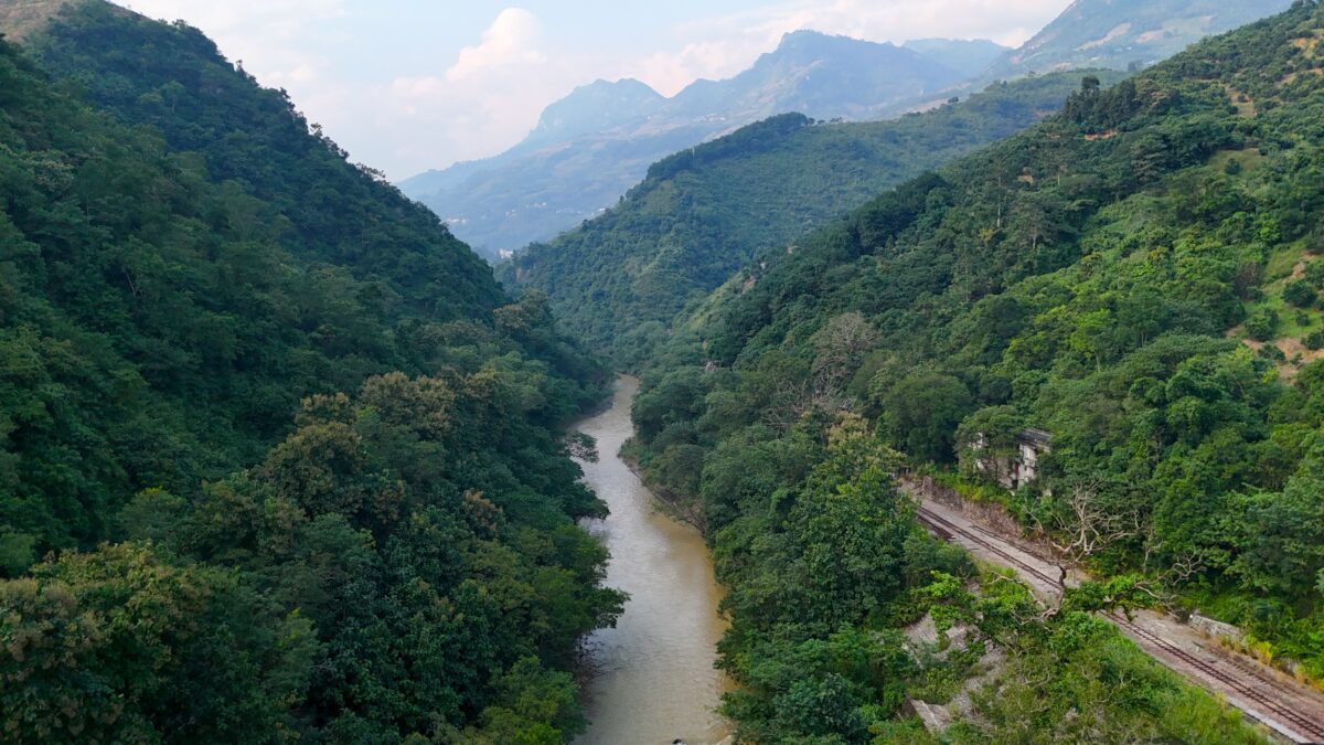 The Nanxi River which flows thorugh Pingbian County, by Lahadi Train Station, and under Renzi Brige