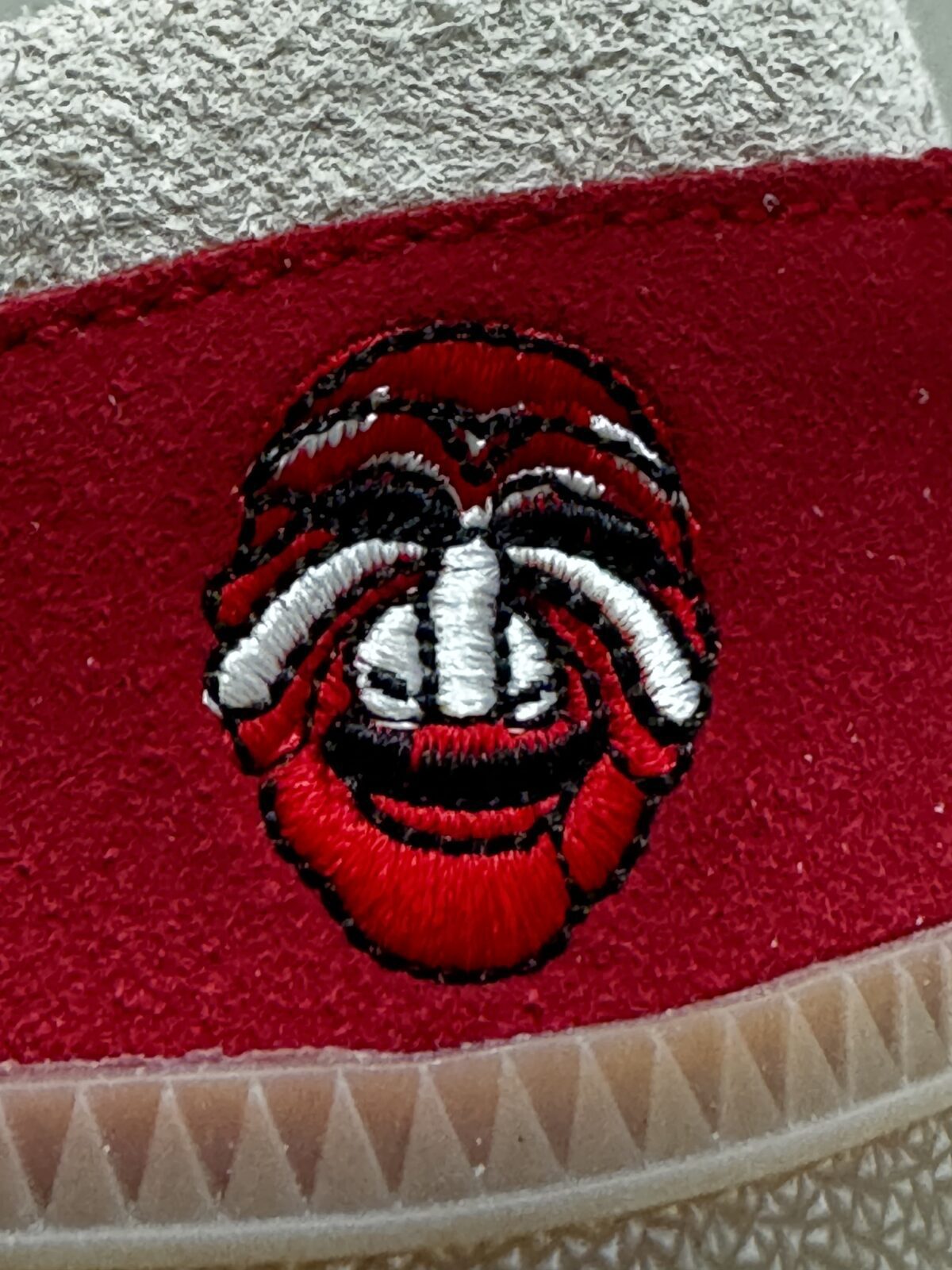 The Adidas samba OG Talchaum Korean mask logo stitched on