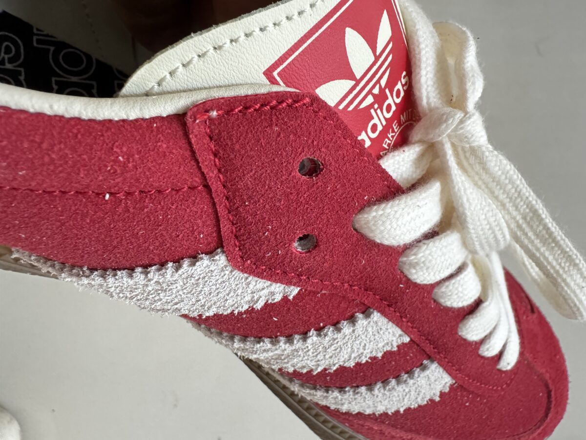 Additional holes for adjusting the laces of the adidas Samba sneaker